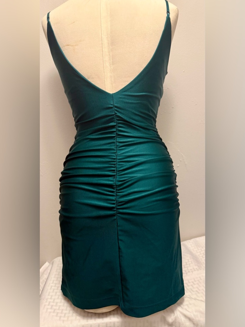 Camila Formal Ruched Open Back Mini Dress - Picture 4 of 6